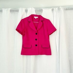 ✿ ⋆｡ Vintage Hot Pink Tailored Blazer Top ⋆｡✿